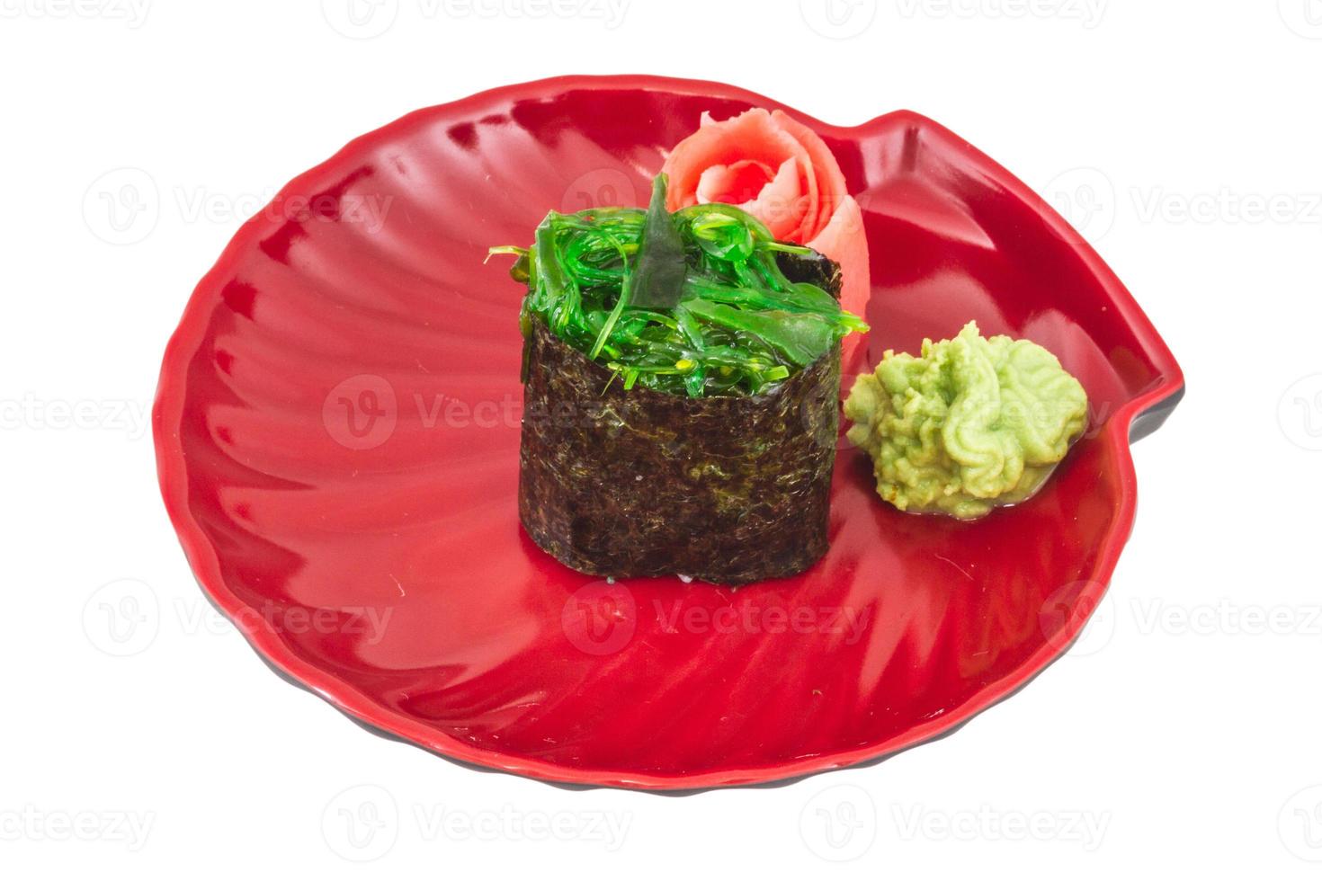 Japanese fresh maki sushi with green seaweed Chuka photo