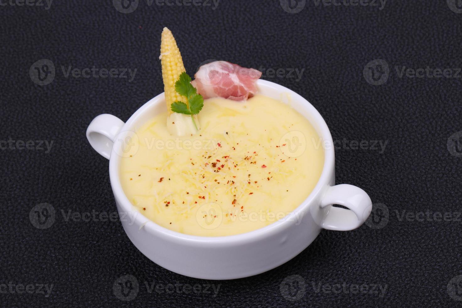 Cheese soup with bacon photo