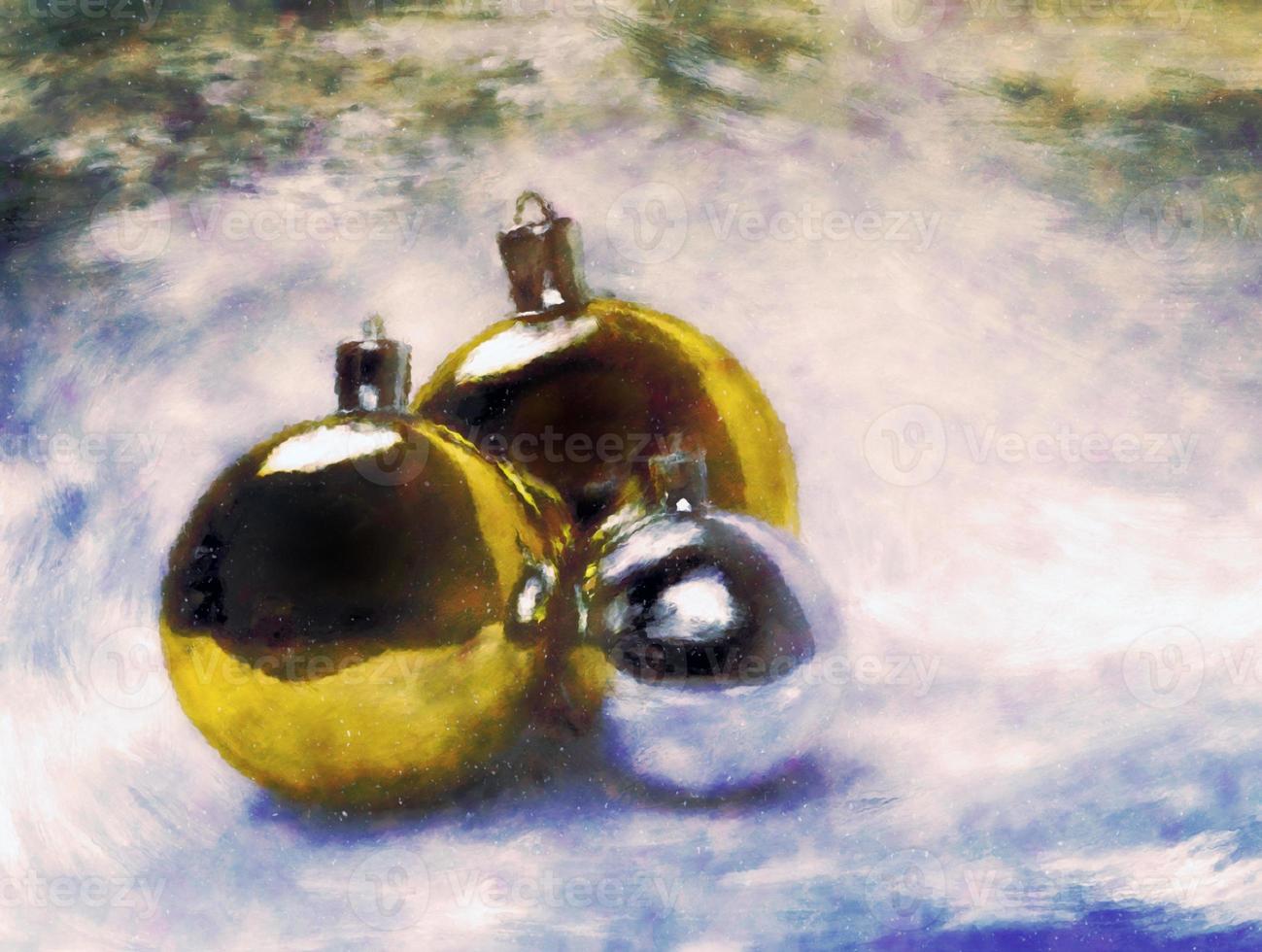 Christmas balls. Artistic vintage painting. photo