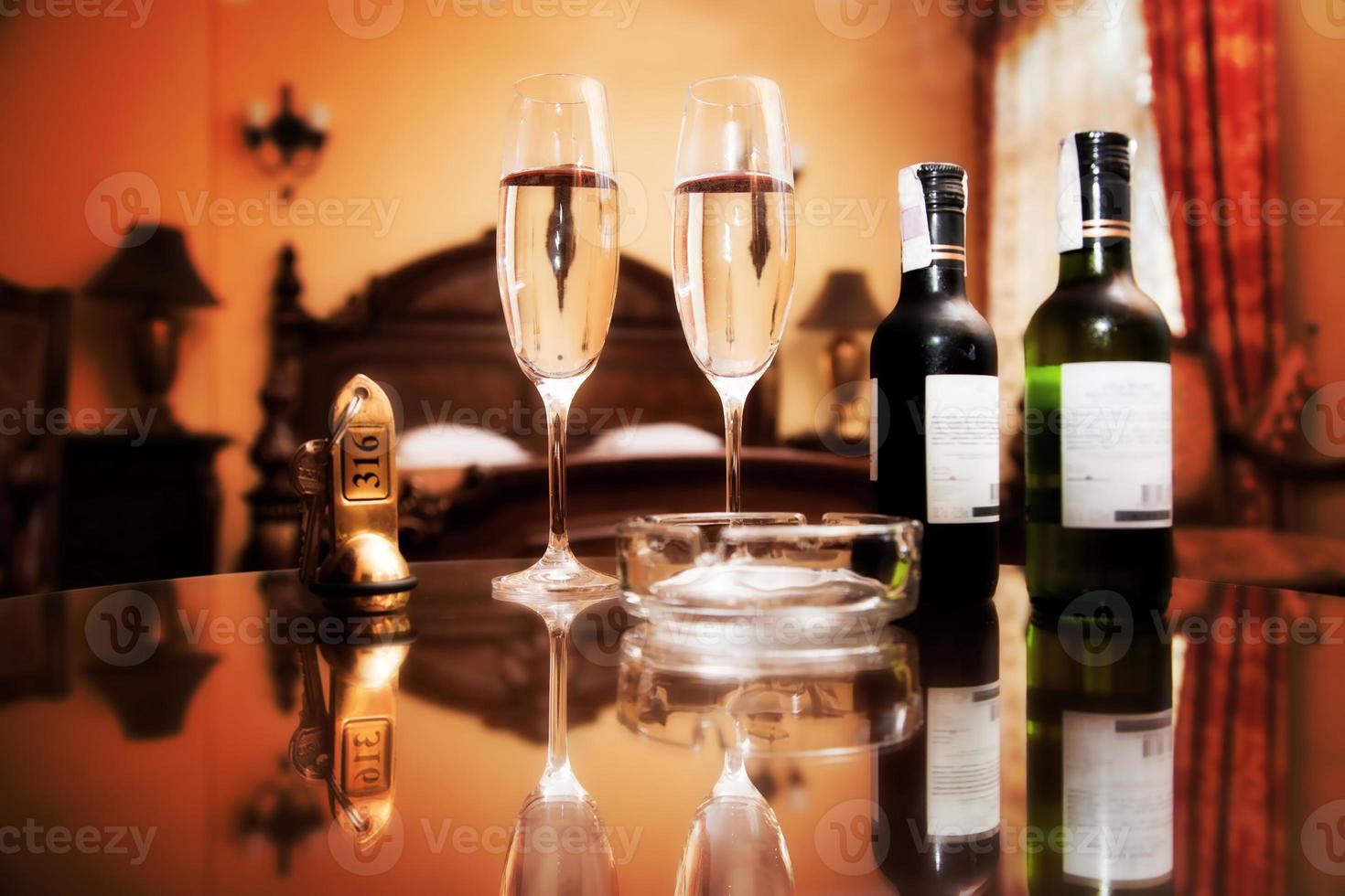Luxury interior - hotel room with elegant service. photo