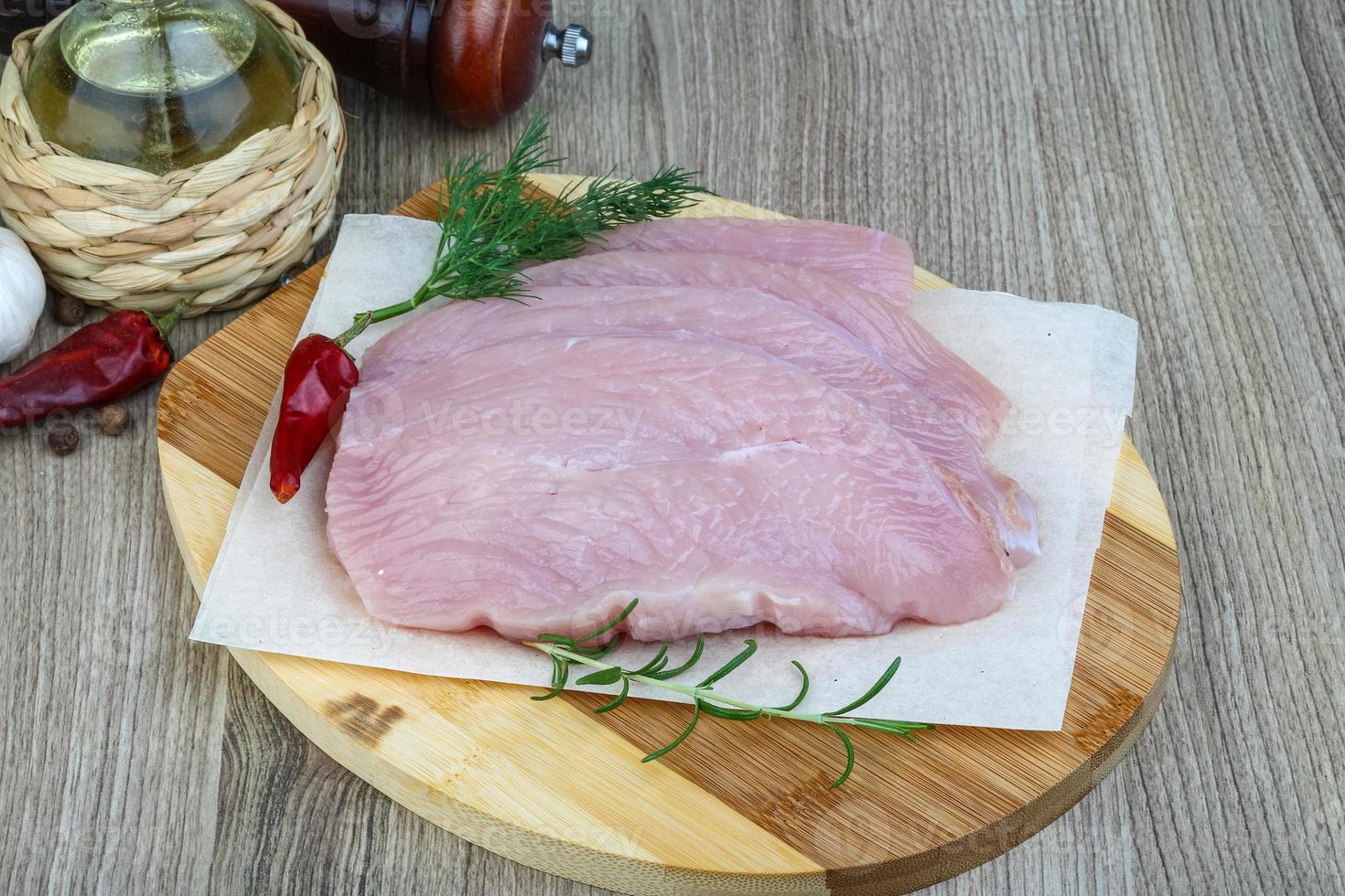 Raw turkey steak photo