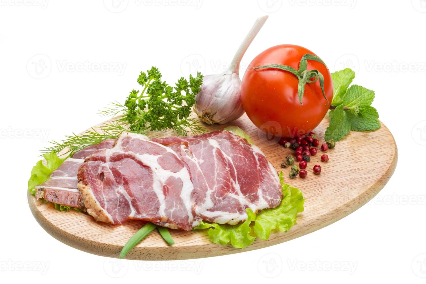 Bacon with vegetables photo