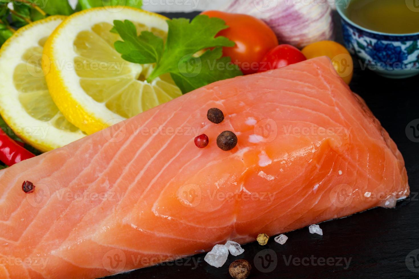 Salted salmon fillet photo