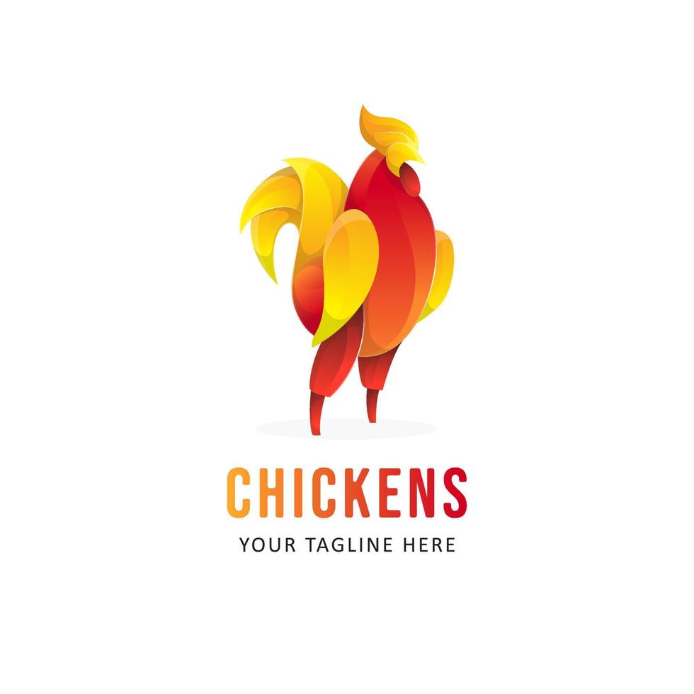 Colorful chicken Logo Design. Gradient Style Logo Animal vector