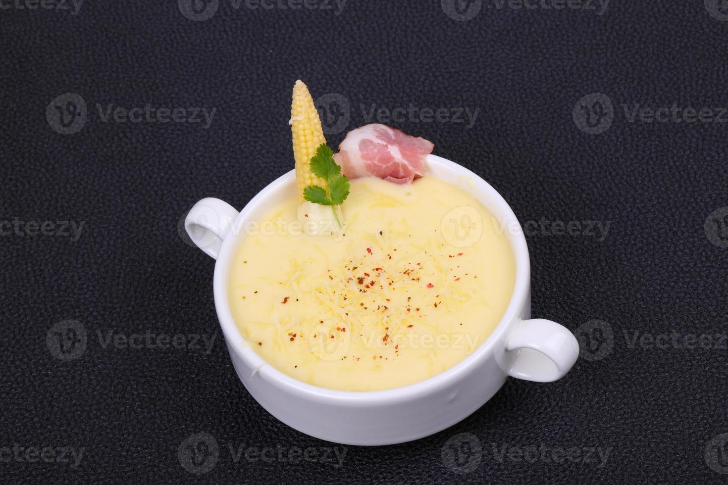 Cheese soup with bacon photo