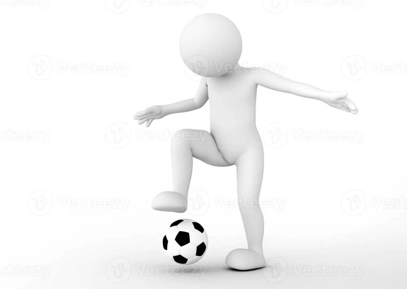 Toon man soccer player dribbling the ball. Football concept. photo