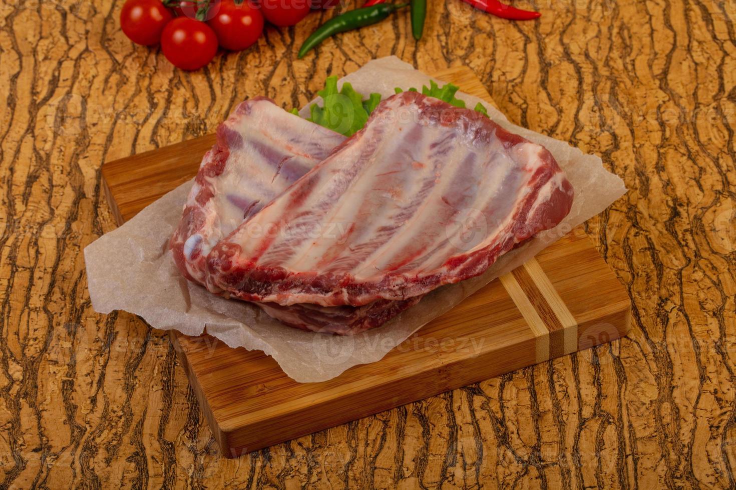 Raw pork ribs photo