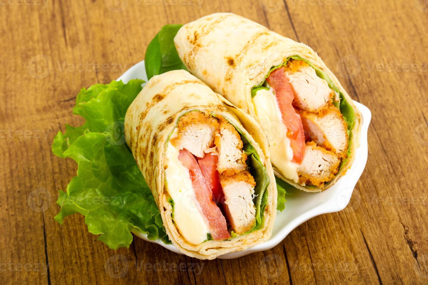 Chicken bread roll photo