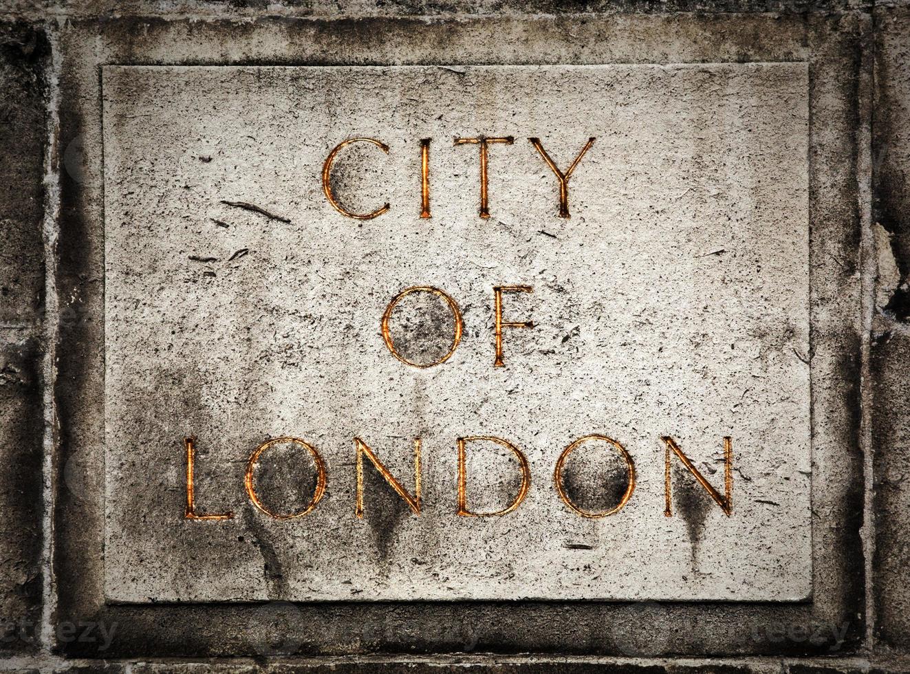 Old grunge stone board with City of London text photo