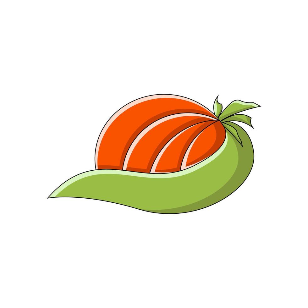 Illustration of pumpkin fruit wrapped with leaves vector