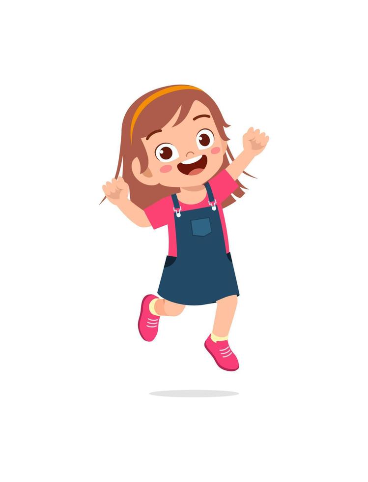 cute little kid jump and feel happy vector