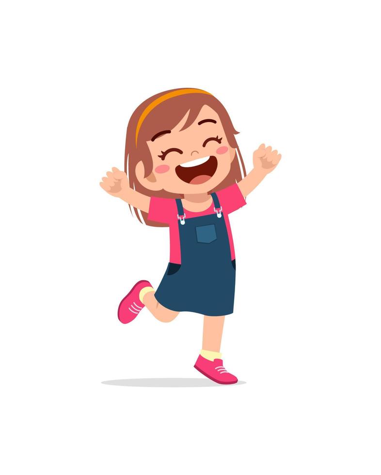 cute little kid jump and feel happy vector