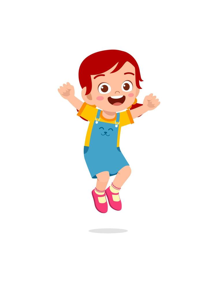 cute little kid jump and feel happy vector