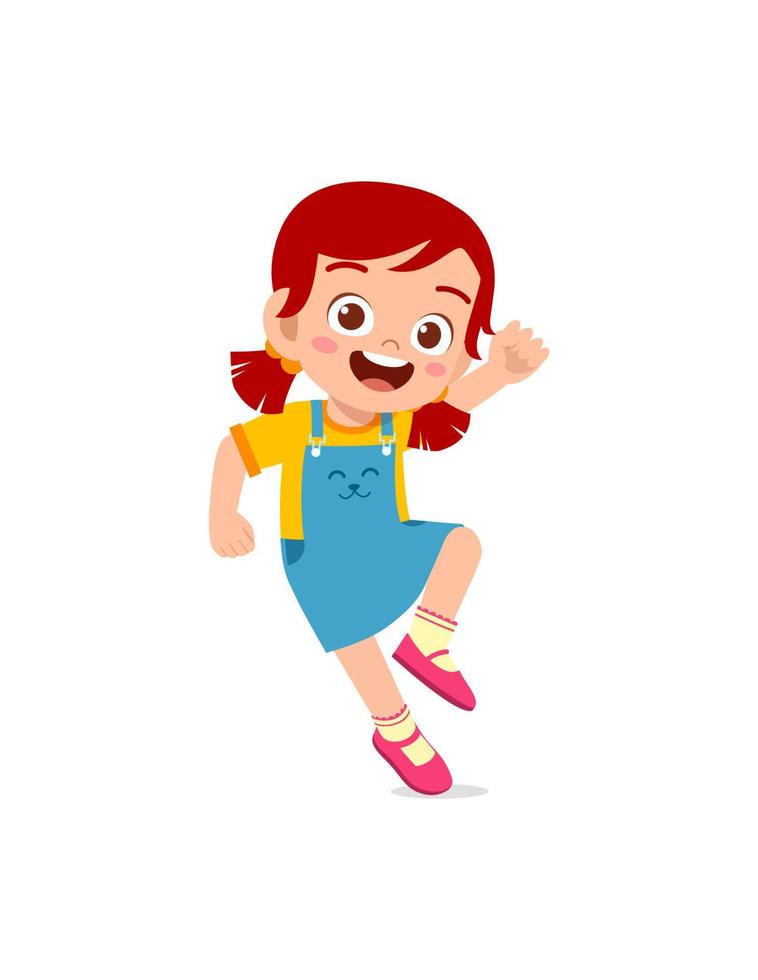 cute little kid jump and feel happy vector