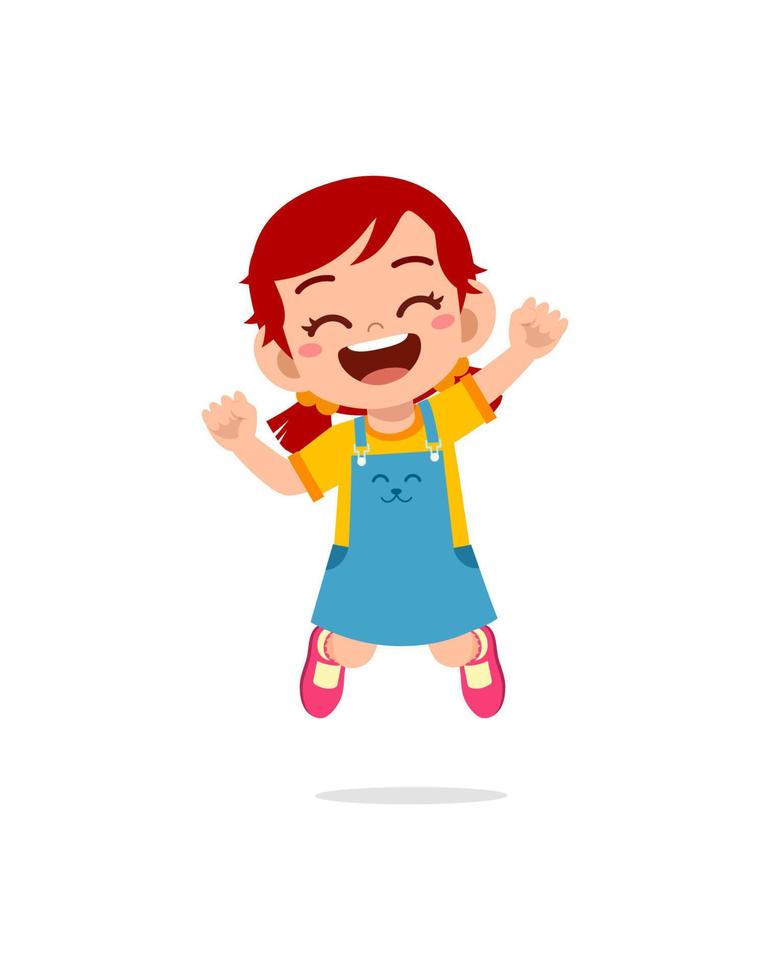 cute little kid jump and feel happy vector