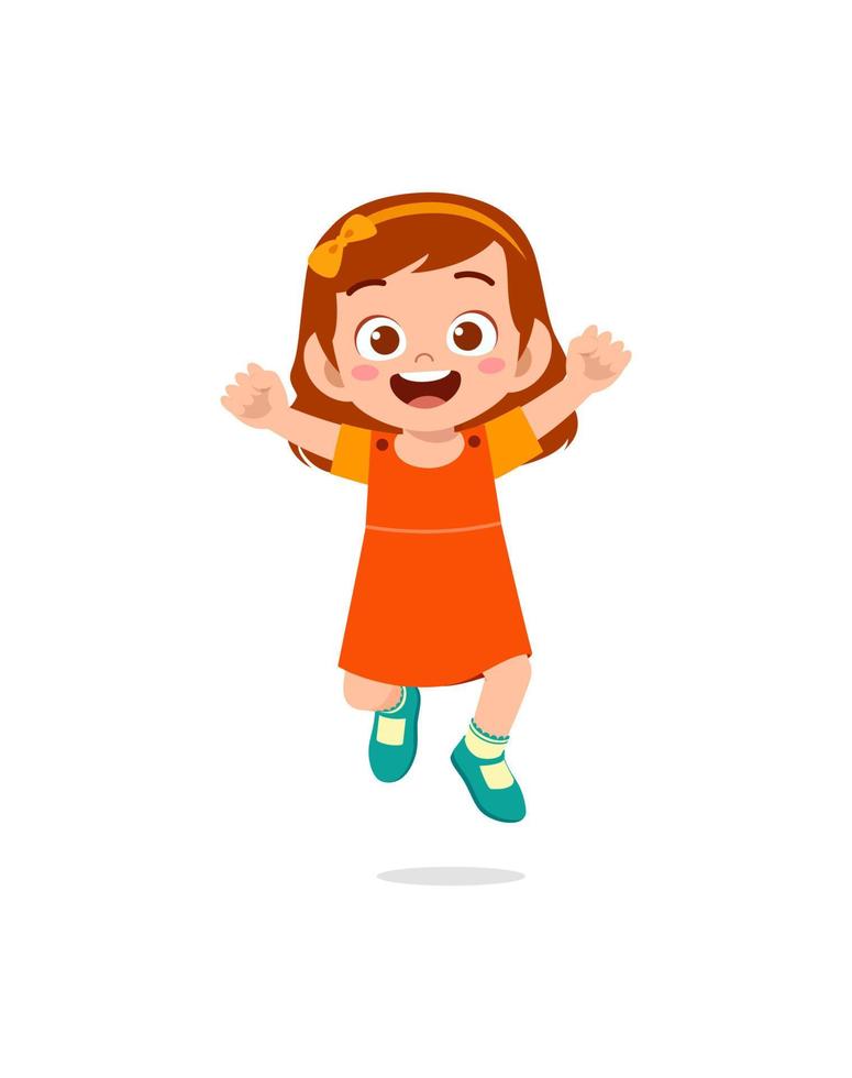 cute little kid jump and feel happy vector