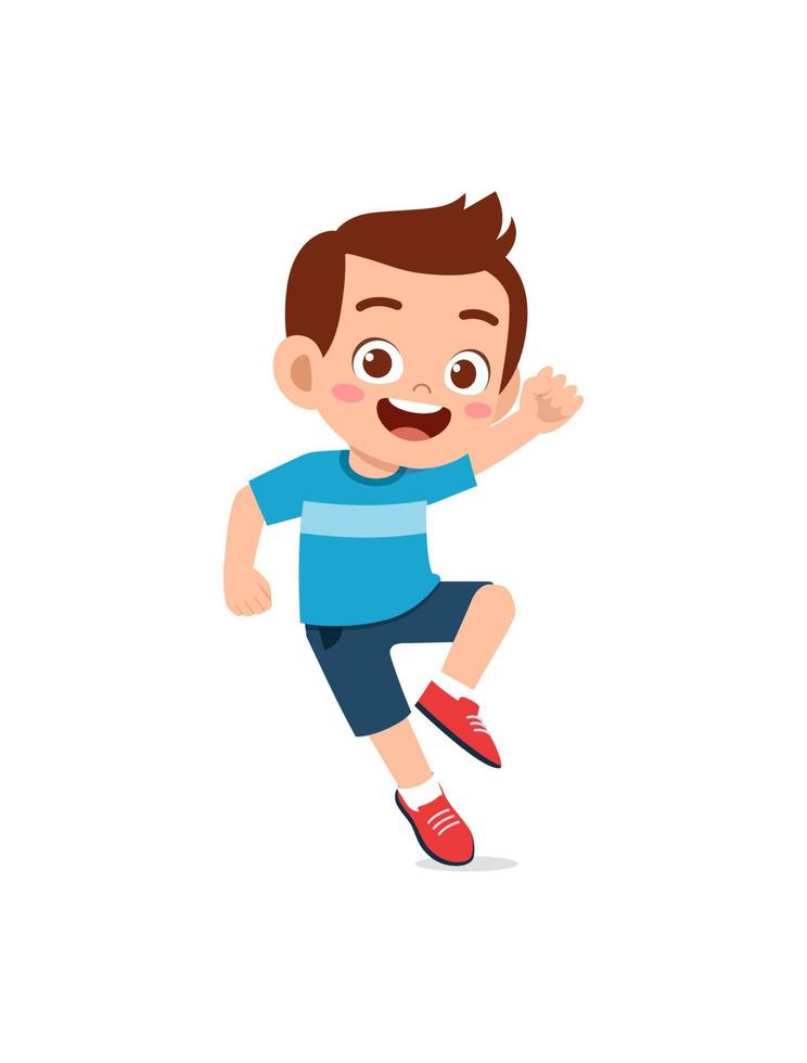 cute little kid jump and feel happy vector