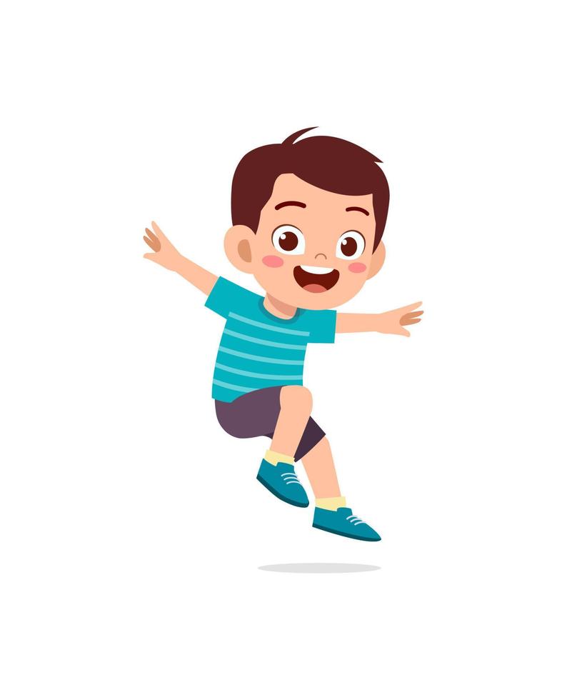 cute little kid jump and feel happy vector