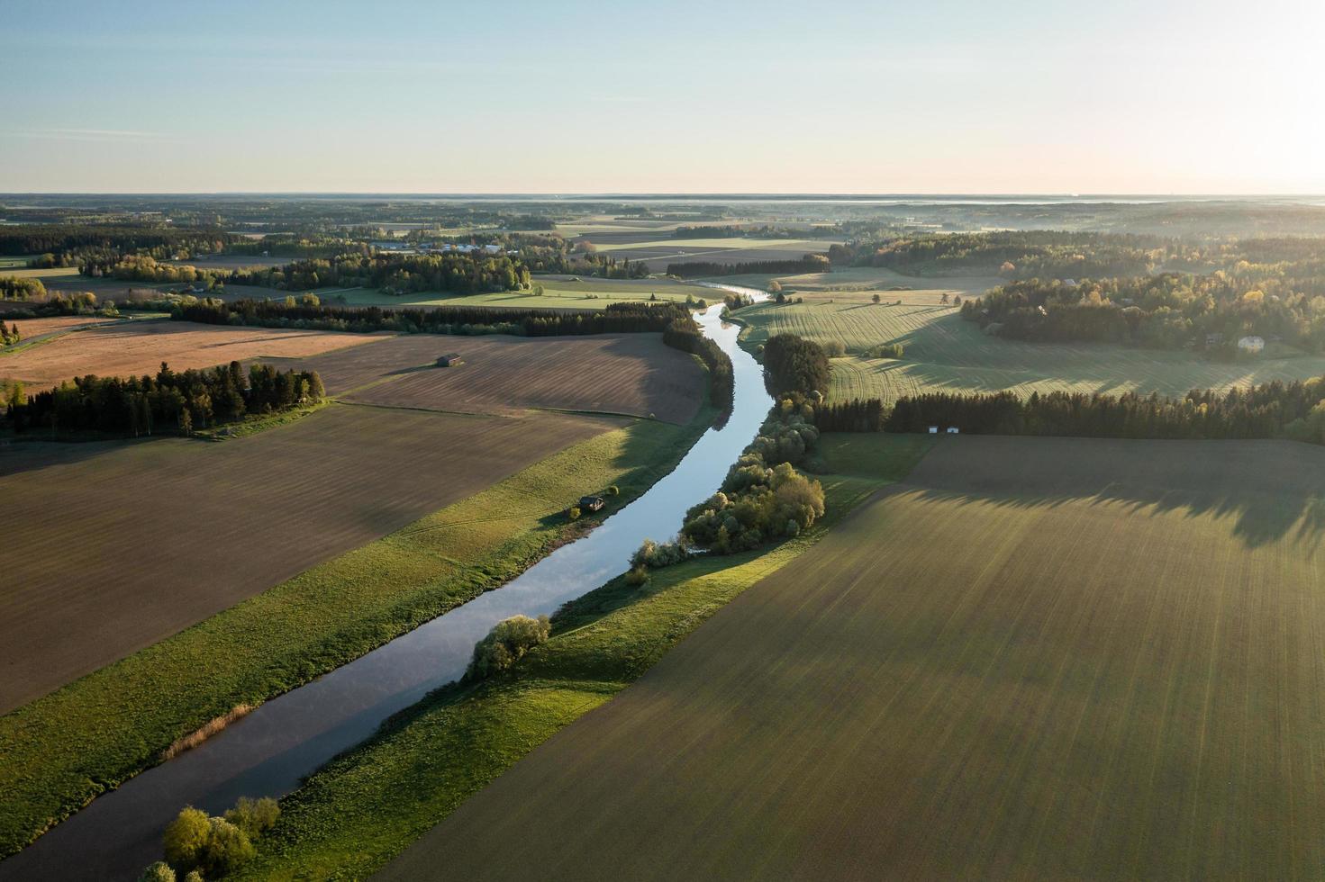 Rural aerial landscape in Finland in early summer. photo