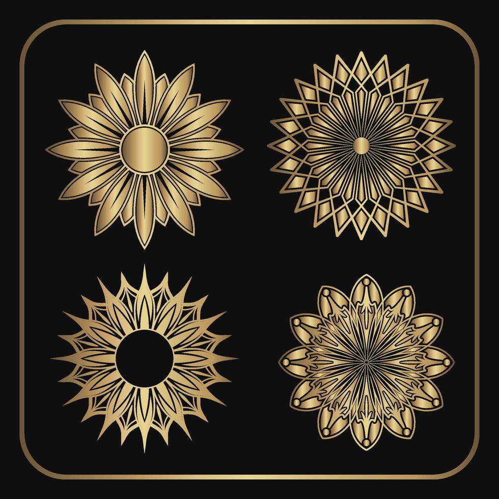 colección de mandala vectorial, decoración dorada vector