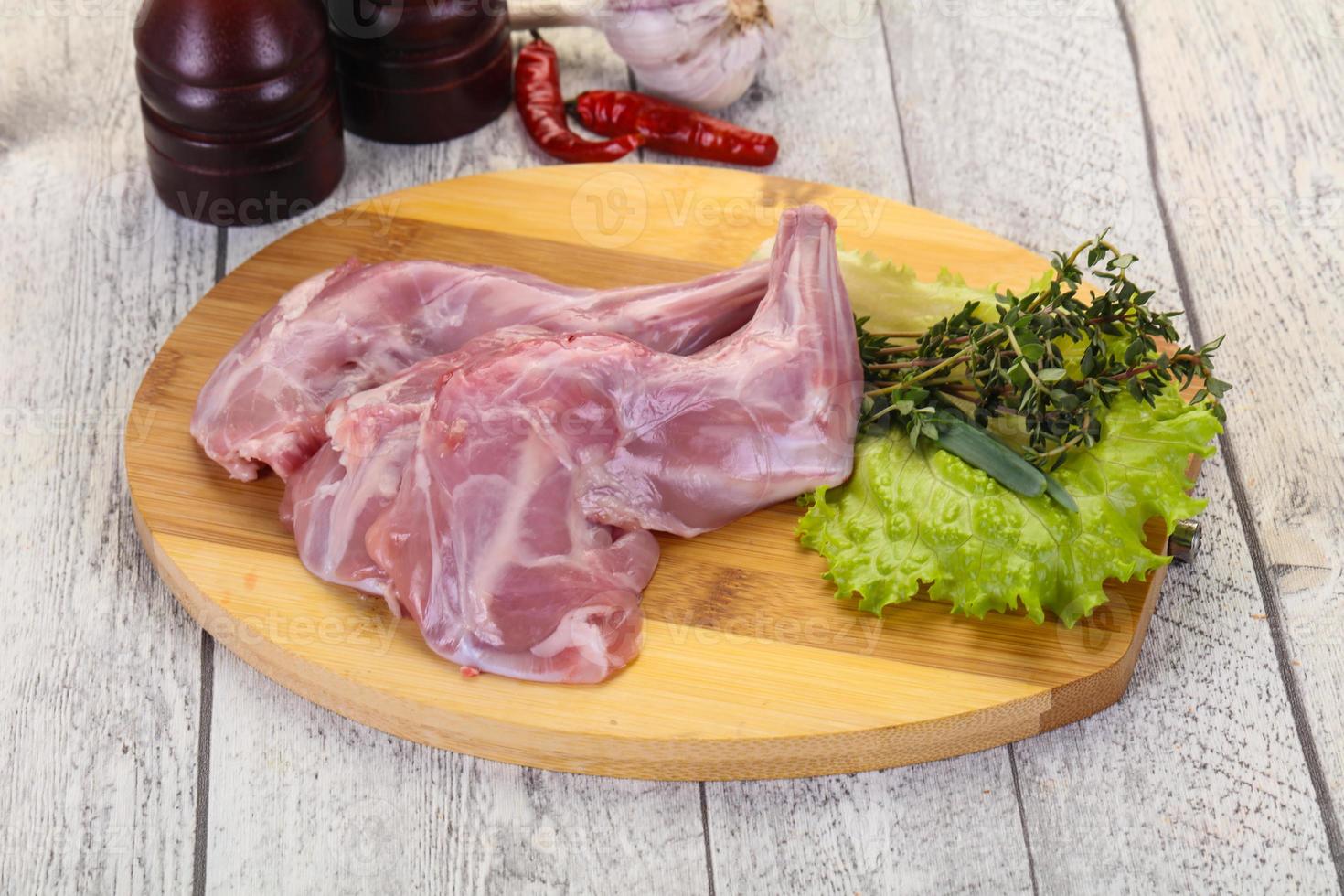 Raw rabbit legs photo