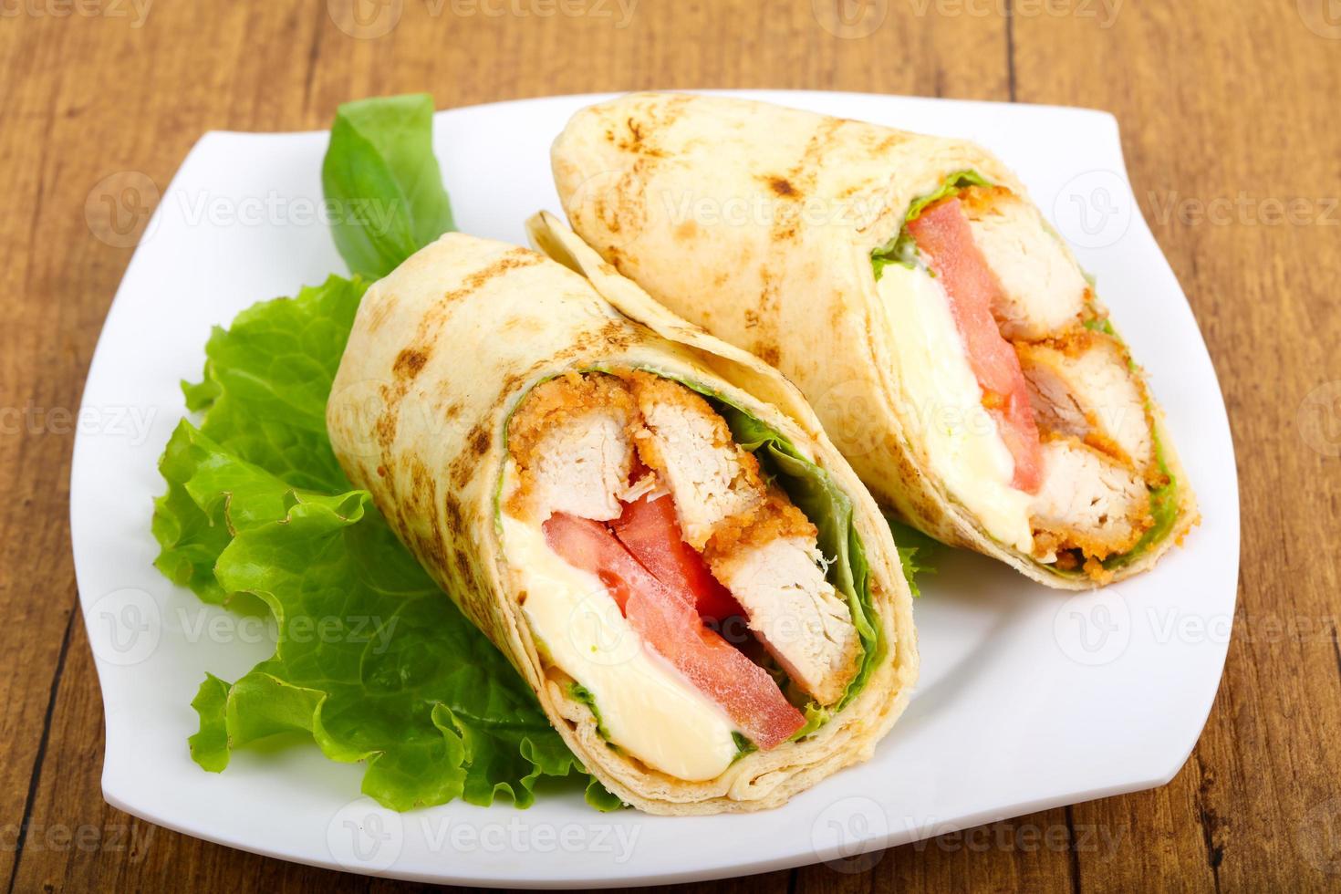 Chicken bread roll photo