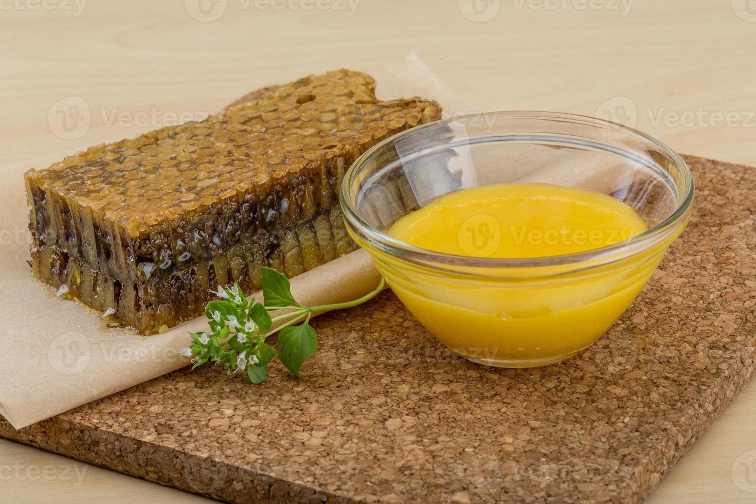Honey with comb photo