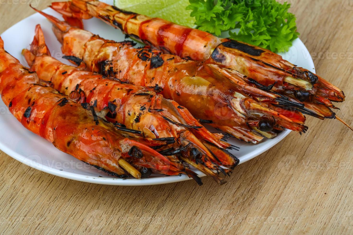 Grilled king prawns photo