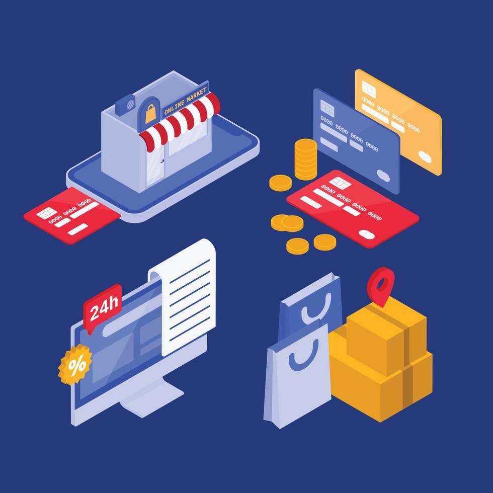 Online Shopping Element in Isometric Style vector