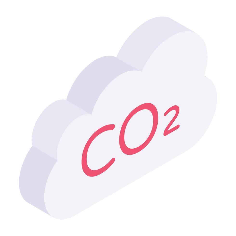 Isometric editable icon of carbon dioxide vector
