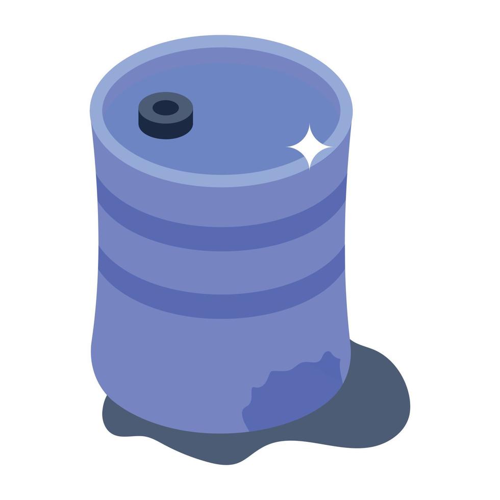 un icono isométrico de un barril de petróleo vector