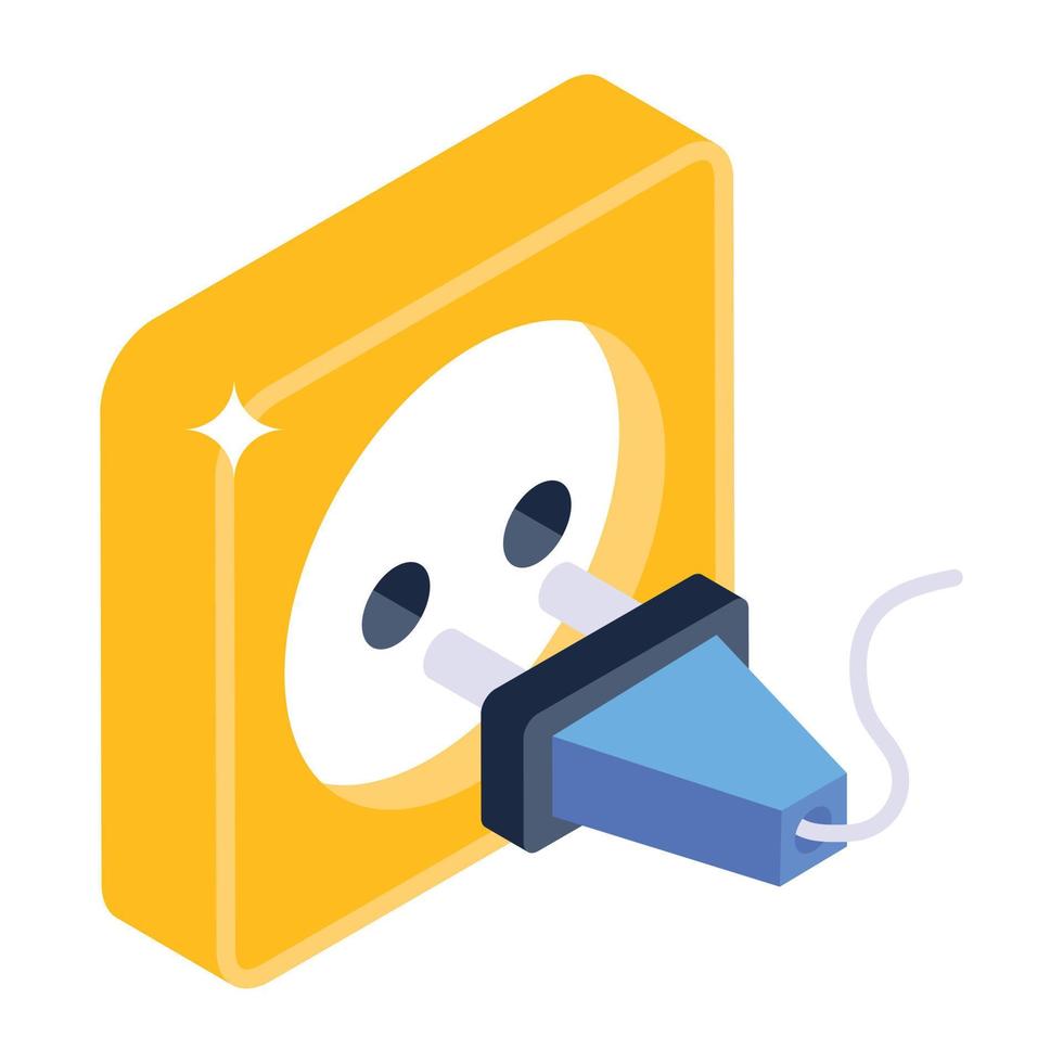 An icon of plug editable isometric vector