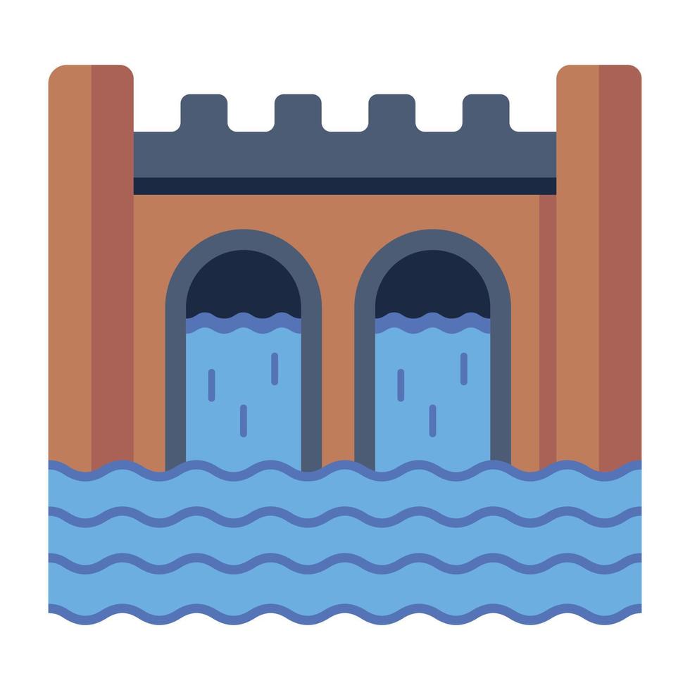 Modern flat icon of a dam vector