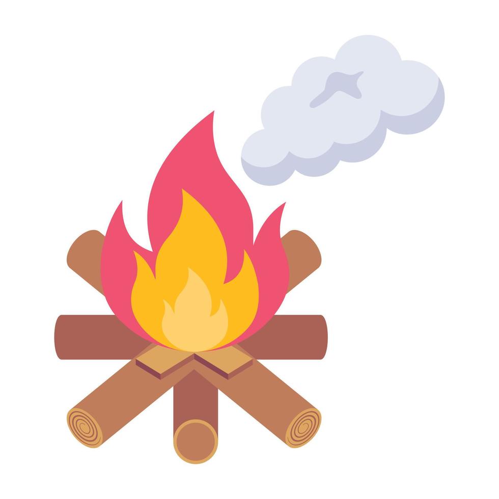 An icon of fire pollution isometric vector