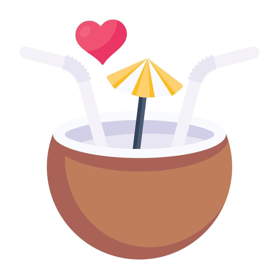 Grab this amazing flat icon of coconut water vector