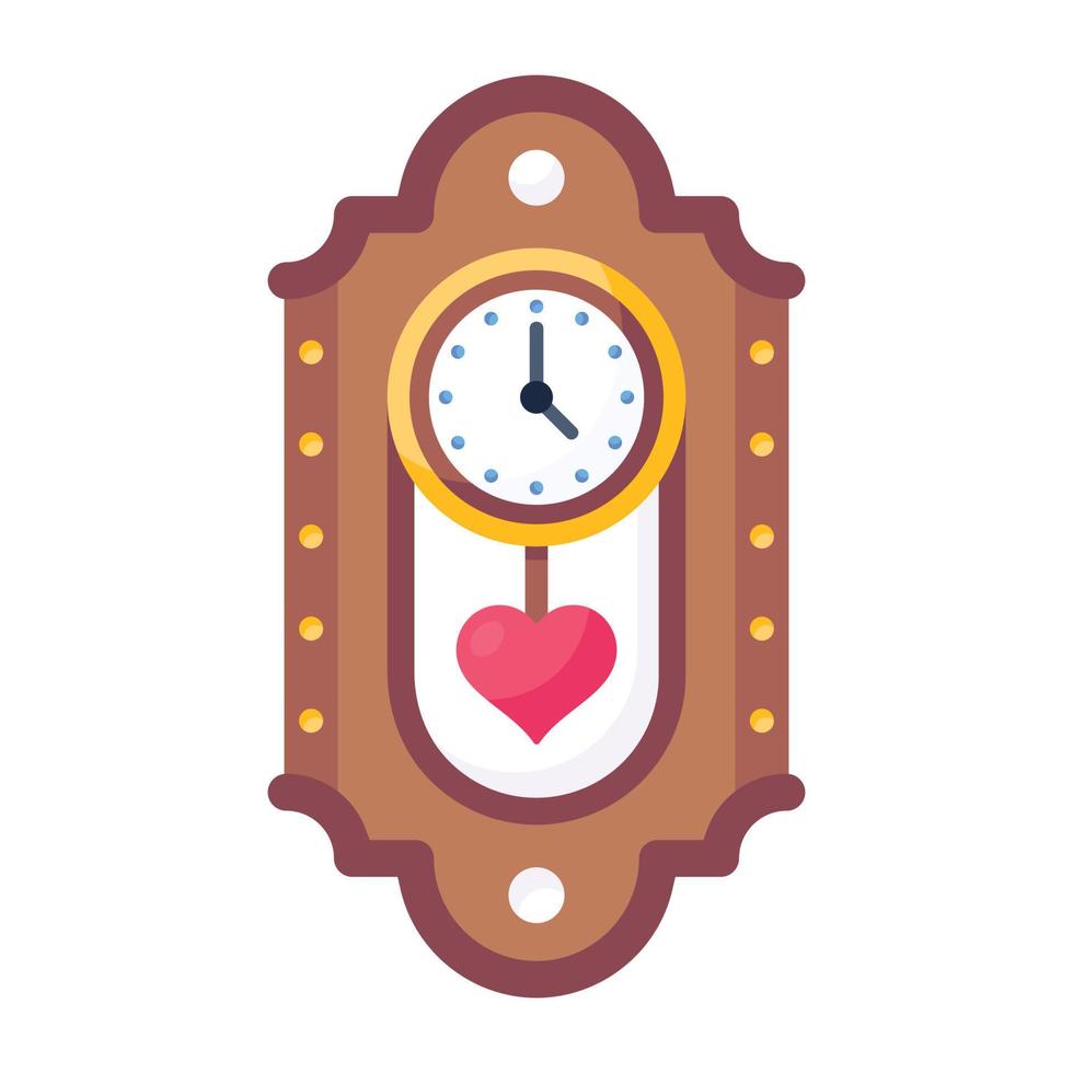 un práctico icono plano de reloj de pared vector