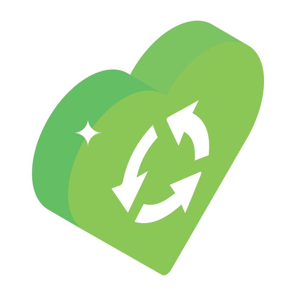 An eco love icon in isometric vector design