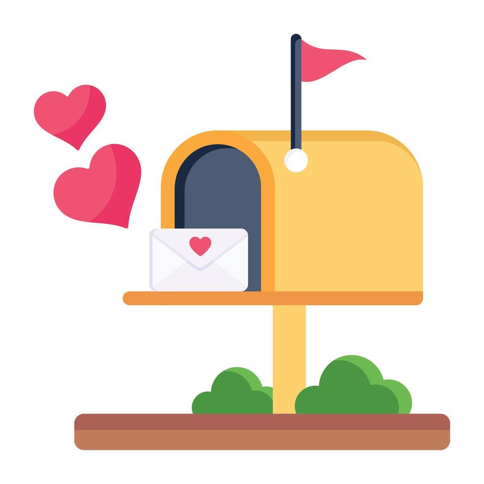 un icono de carta de amor en estilo plano vector