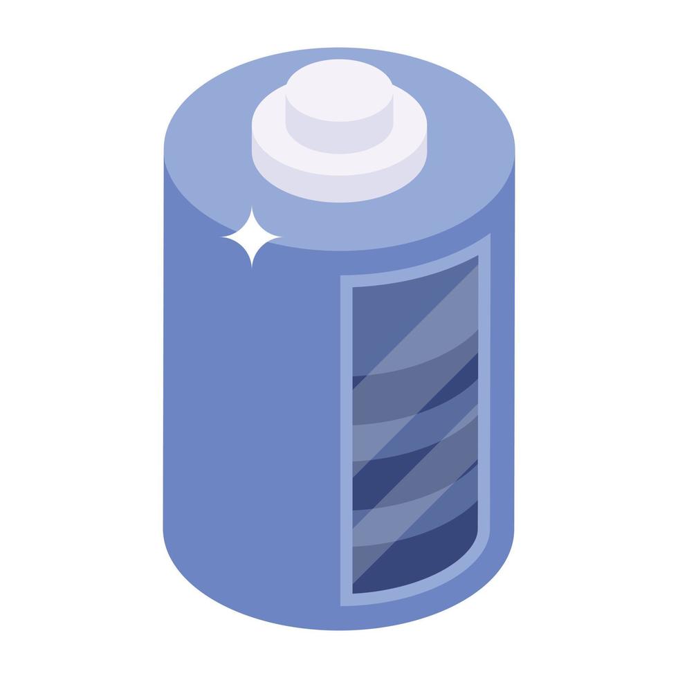 Trendy isometric icon of battery cell vector