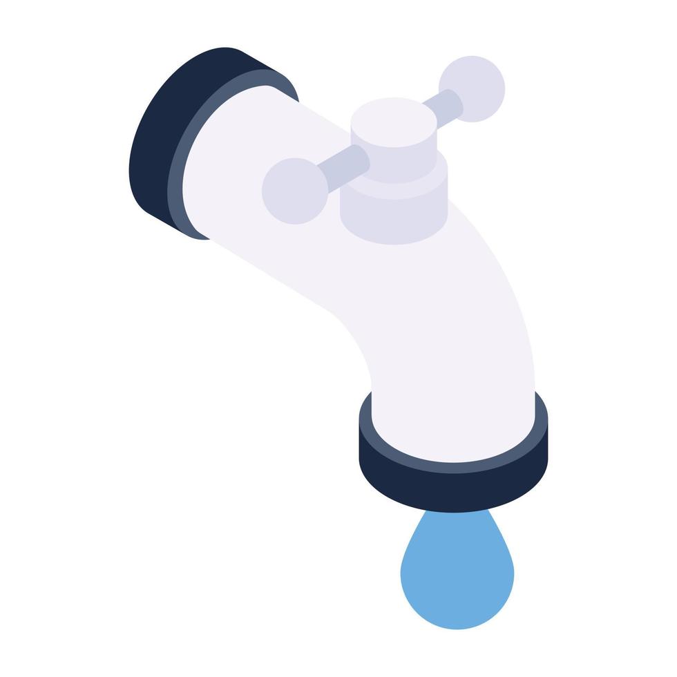Water supply, water faucet icon with dripping water vector