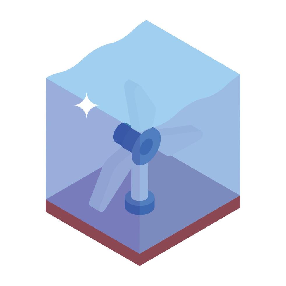 An icon of underwater turbine isometric design vector