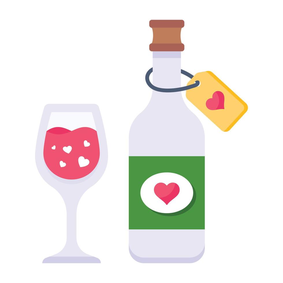 Love drink and glass, flat editable icon vector