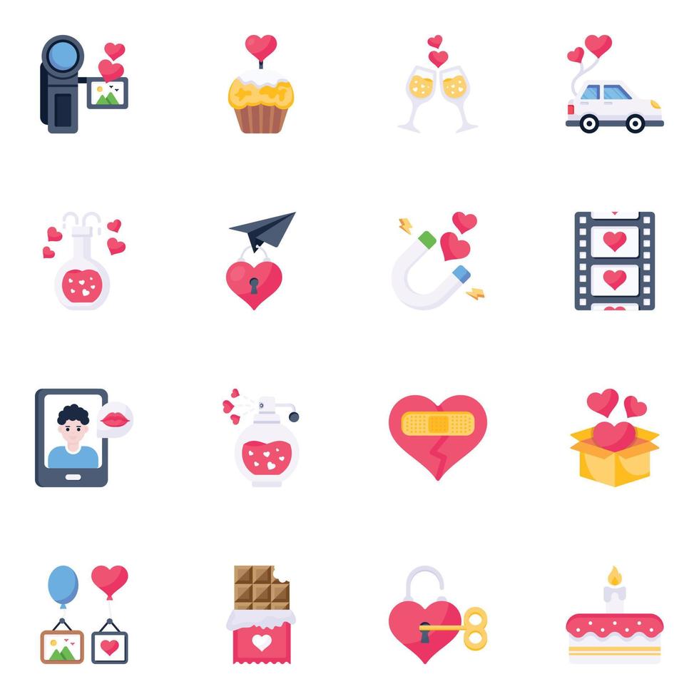 Pack of Valentine Flat Icons vector