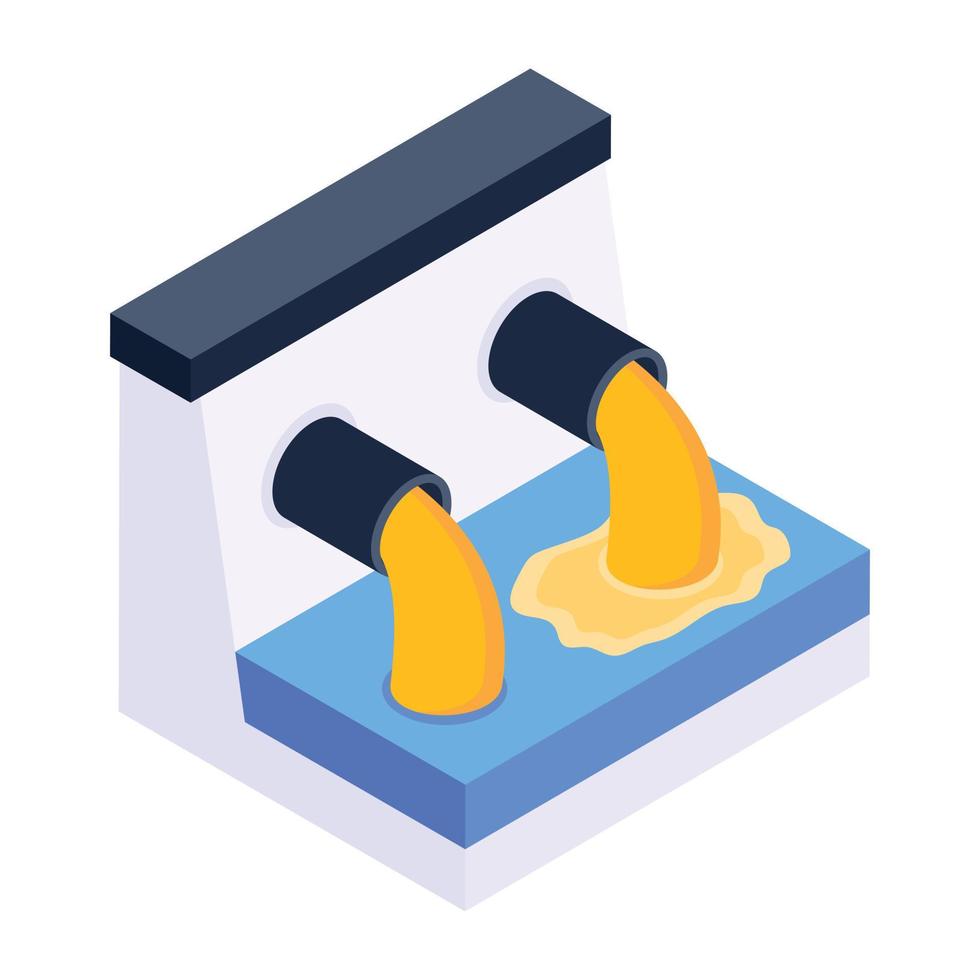 An isometric modern icon of water pollution vector