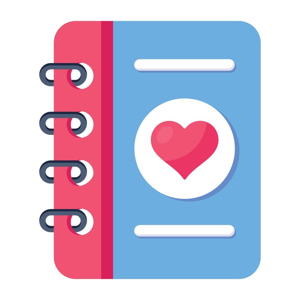 Premium flat icon of love diary vector