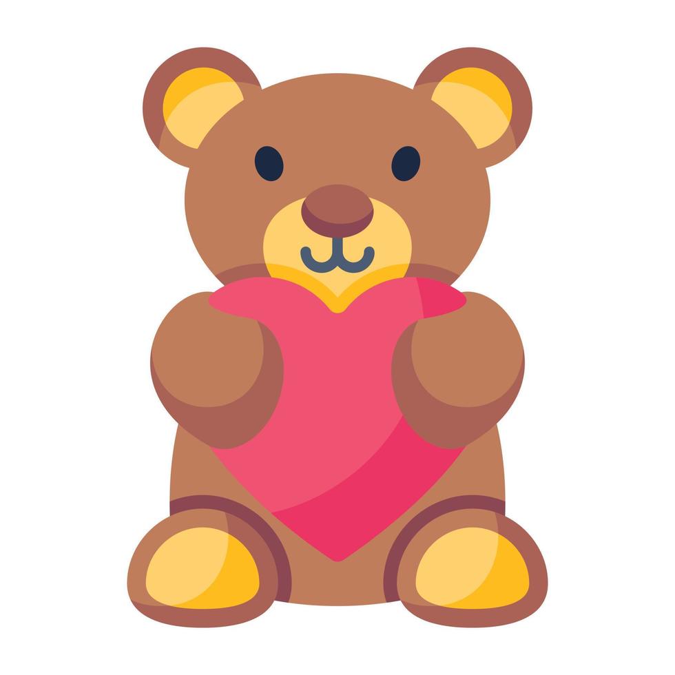 A cute flat icon of teddy bear vector