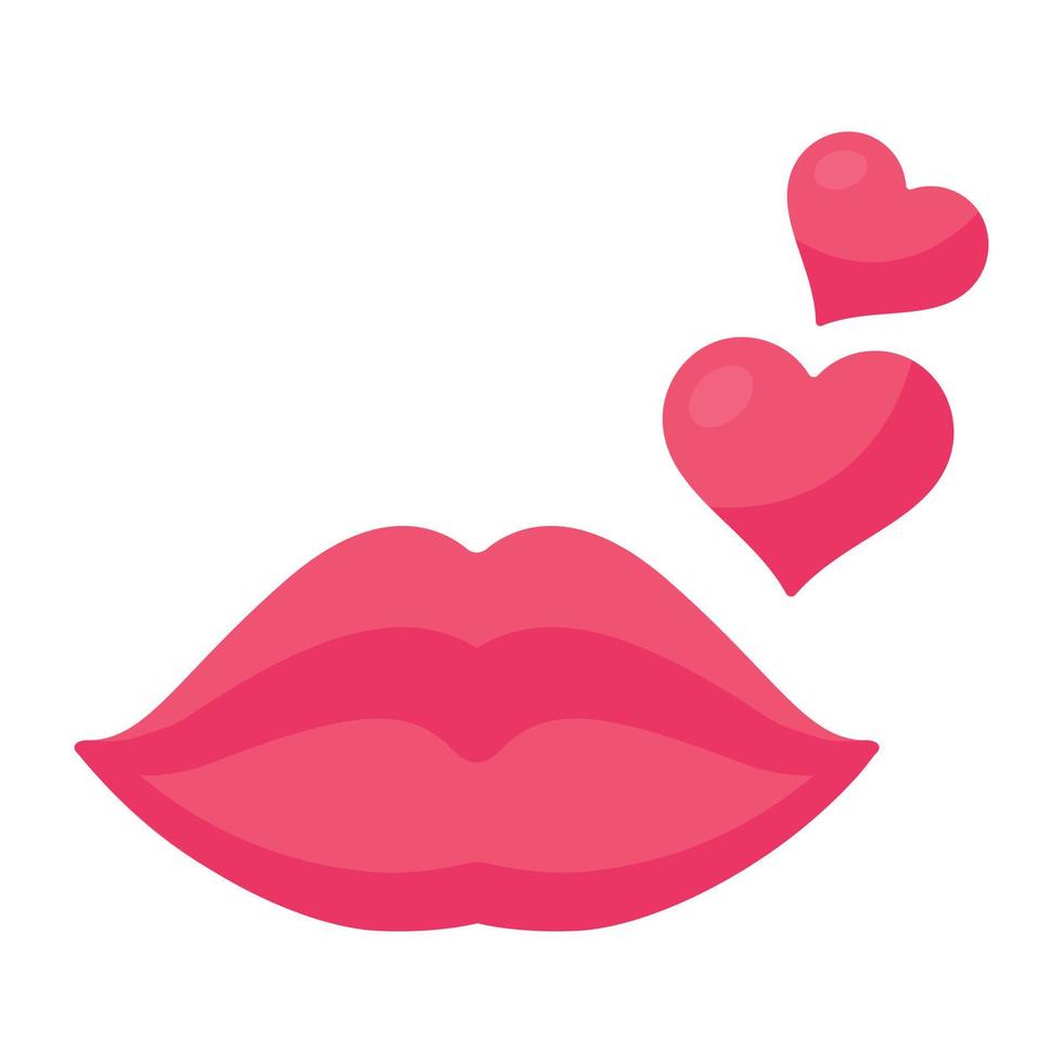 A captivating flat icon of red lips vector