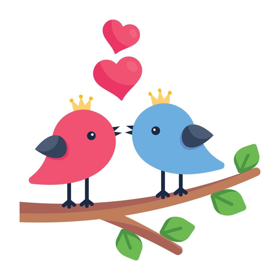 Look at this cute flat icon of love birds vector
