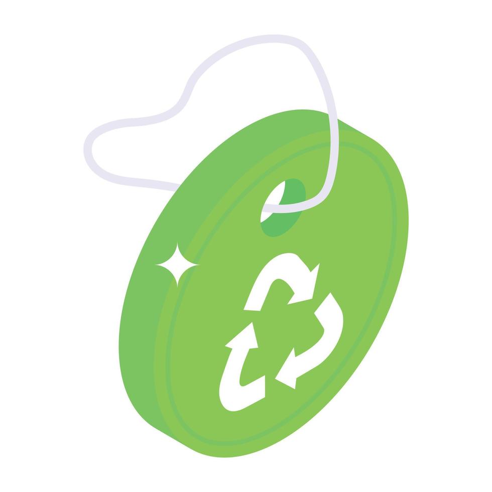 un icono isométrico editable de etiqueta de reciclaje ecológico vector