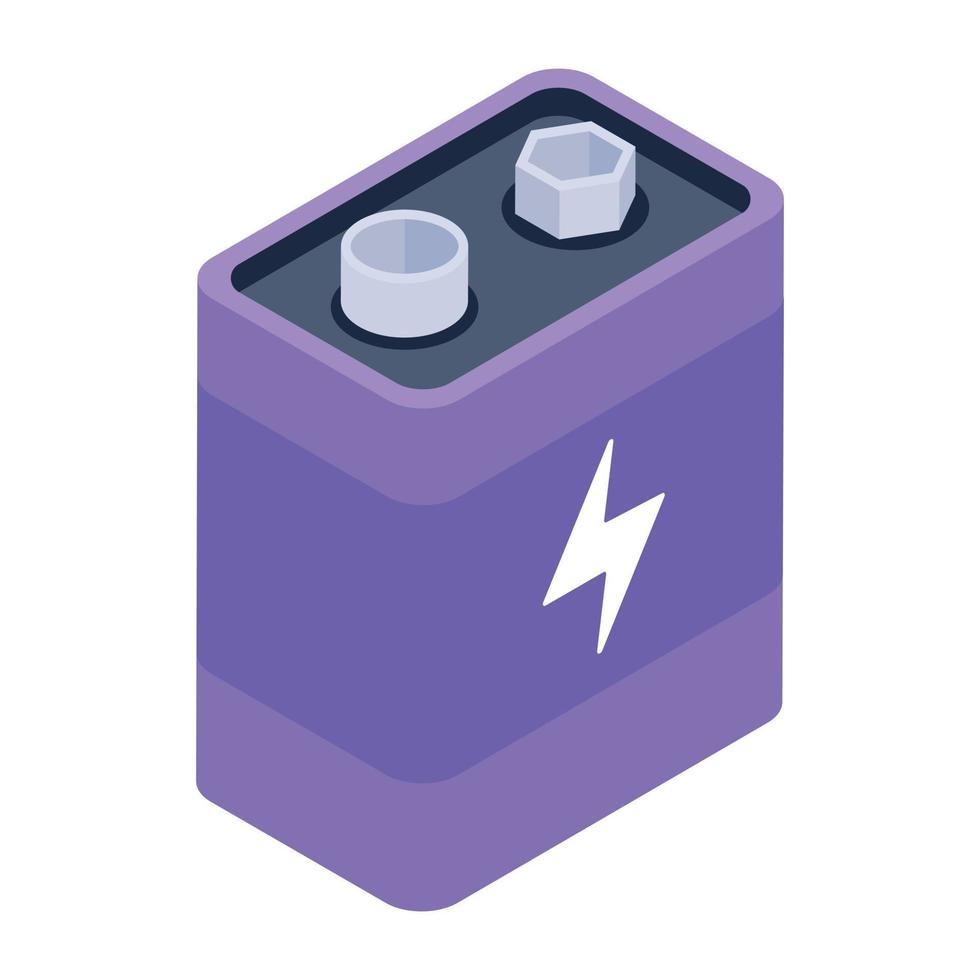 A rechargeable car battery, isometric vector design